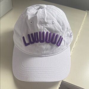 White Cap with Purple Embroidery